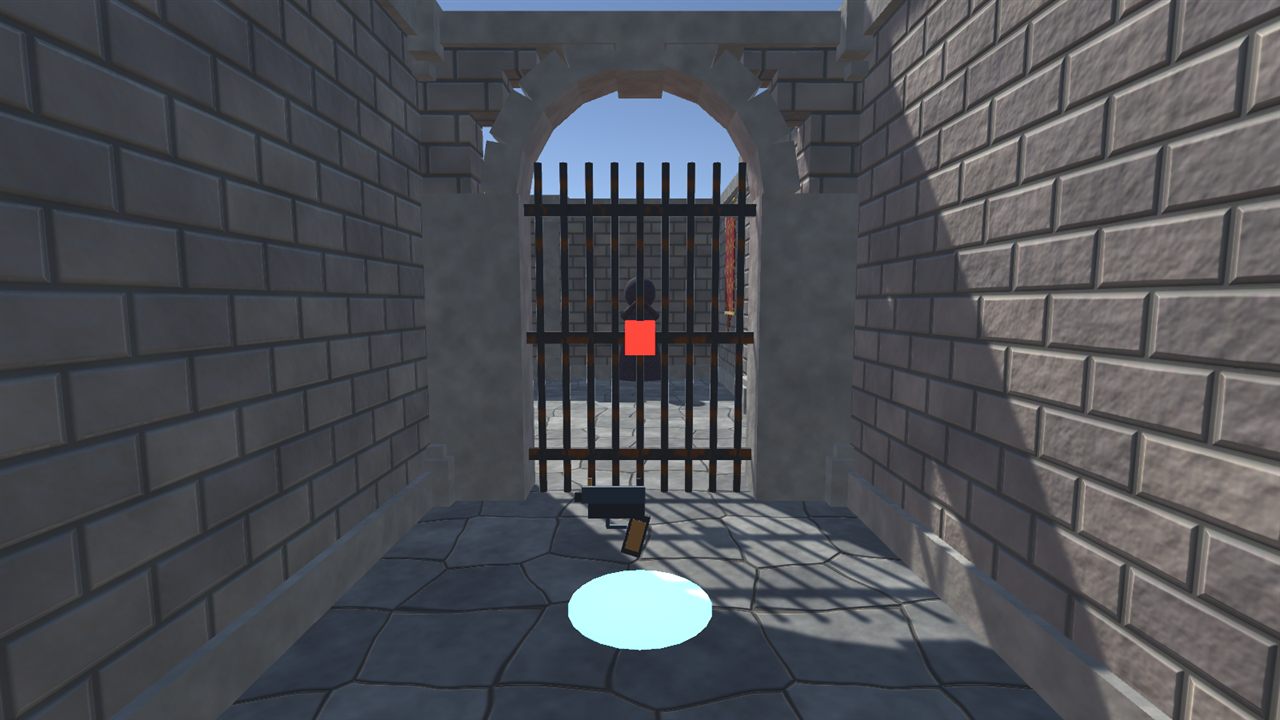 Portcullis locked by a key in a crypt